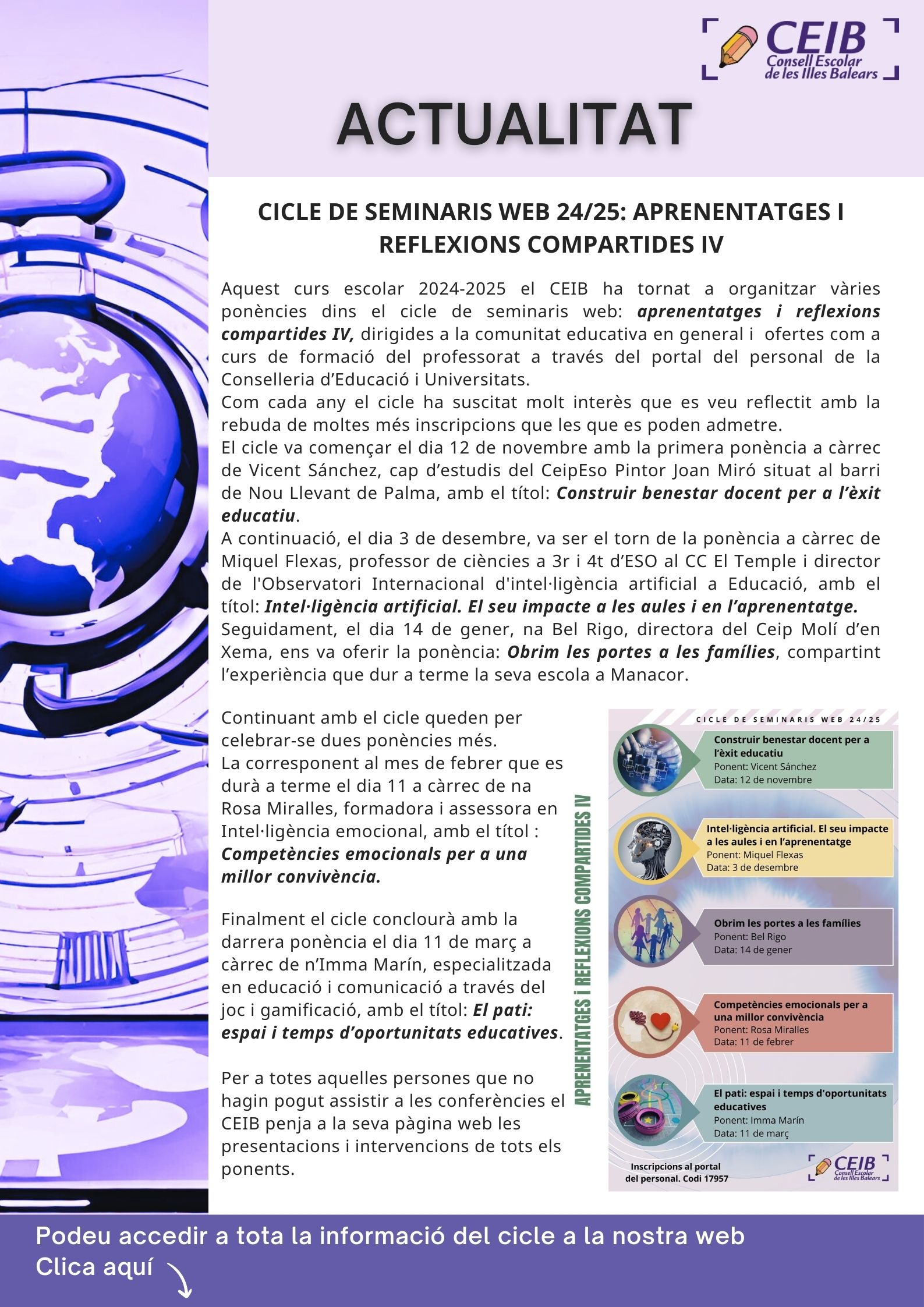 ACTUALITAT: CICLE DE SEMINARIS WEB 24/25_APRENENTATGES I REFLEXIONS COMPARTIDES IV