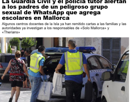 @ultimahora "La Guardia Civil y el policía tutor alertan a los padres de un peligroso grupo sexual de WhatsApp que agrega escolares en Mallorca"